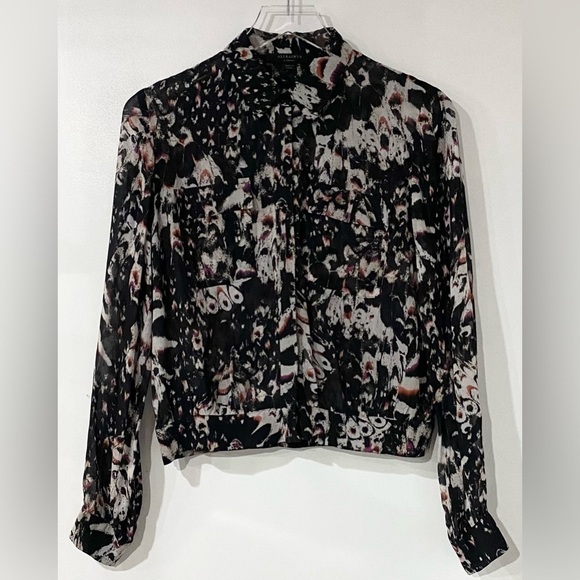 All Saints Adeliza Wing Abstract Shirt Black XS‎ - Picture 5 of 9
